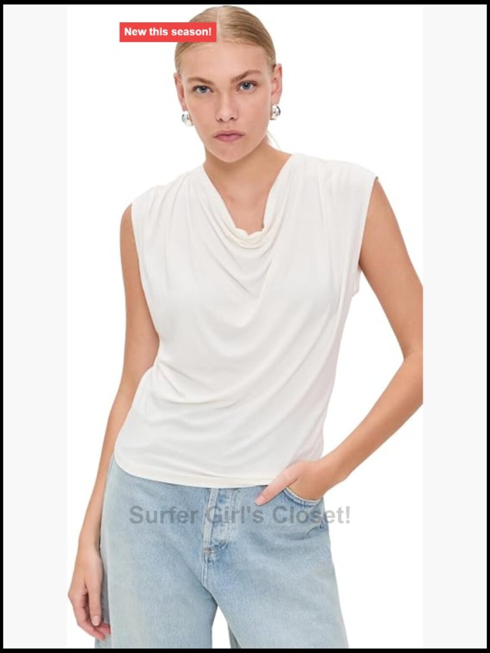 Sleeveless Draped Cowl Neck Tank Top Relaxed Fit